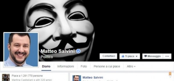 Anonymous attacca Fb Salvini