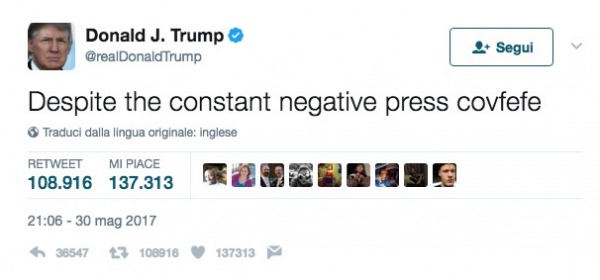 Il Tweet del Presidente Trump