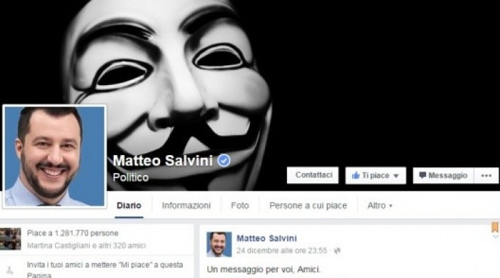 Anonymous attacca Fb Salvini